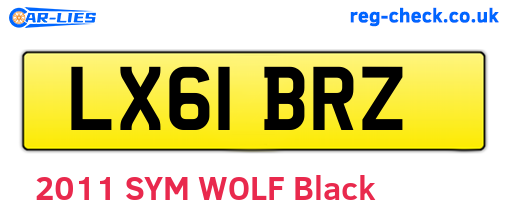LX61BRZ are the vehicle registration plates.