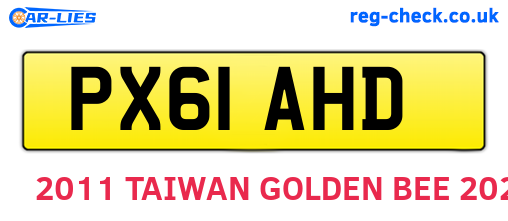 PX61AHD are the vehicle registration plates.