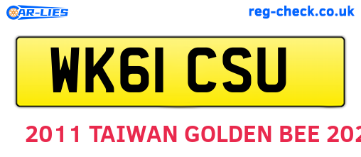 WK61CSU are the vehicle registration plates.