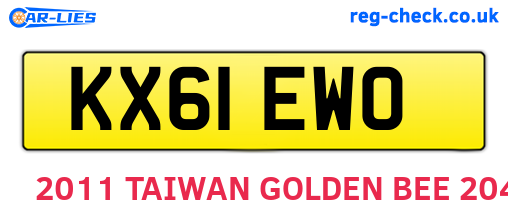 KX61EWO are the vehicle registration plates.
