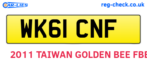 WK61CNF are the vehicle registration plates.