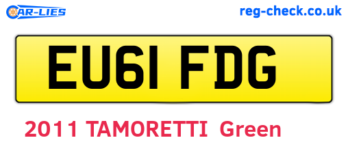 EU61FDG are the vehicle registration plates.