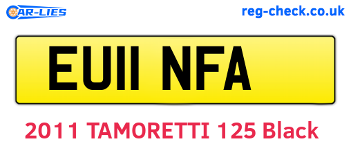 EU11NFA are the vehicle registration plates.