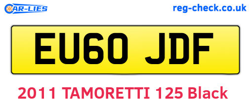 EU60JDF are the vehicle registration plates.