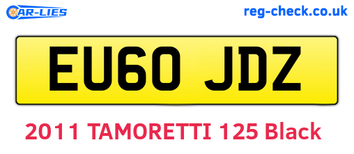 EU60JDZ are the vehicle registration plates.