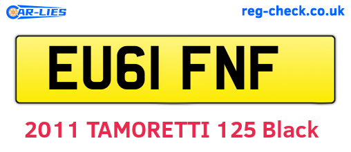 EU61FNF are the vehicle registration plates.