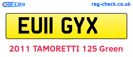EU11GYX are the vehicle registration plates.