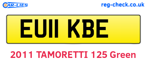 EU11KBE are the vehicle registration plates.
