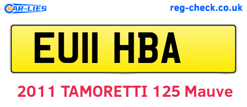 EU11HBA are the vehicle registration plates.