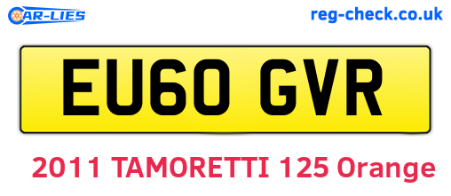 EU60GVR are the vehicle registration plates.