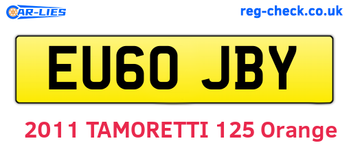 EU60JBY are the vehicle registration plates.
