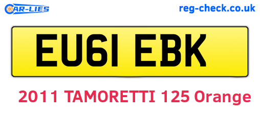 EU61EBK are the vehicle registration plates.