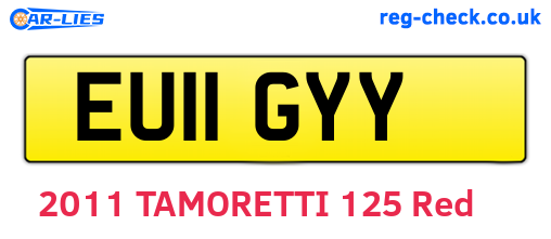 EU11GYY are the vehicle registration plates.