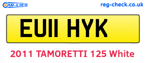 EU11HYK are the vehicle registration plates.