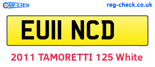 EU11NCD are the vehicle registration plates.