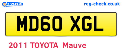 MD60XGL are the vehicle registration plates.