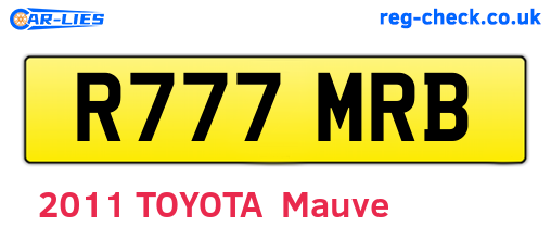 R777MRB are the vehicle registration plates.