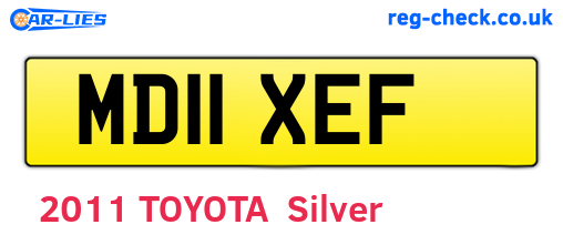 MD11XEF are the vehicle registration plates.