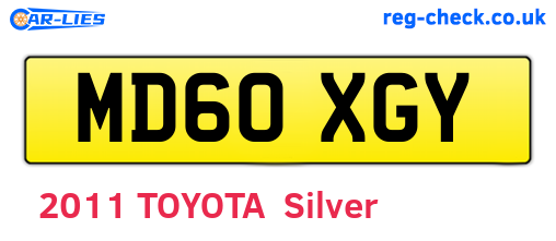 MD60XGY are the vehicle registration plates.