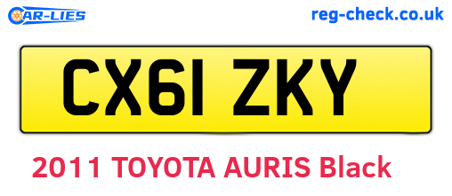 CX61ZKY are the vehicle registration plates.