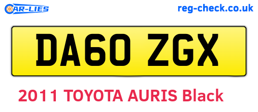 DA60ZGX are the vehicle registration plates.