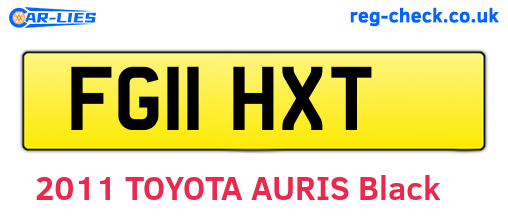 FG11HXT are the vehicle registration plates.