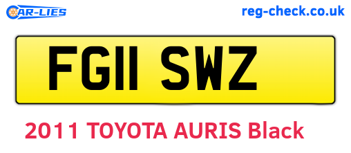 FG11SWZ are the vehicle registration plates.