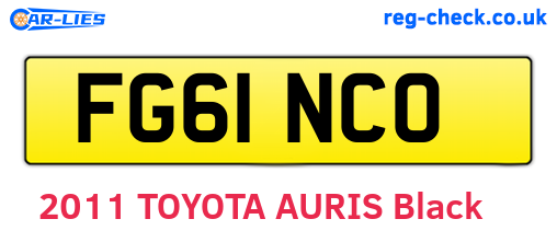 FG61NCO are the vehicle registration plates.