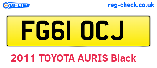 FG61OCJ are the vehicle registration plates.