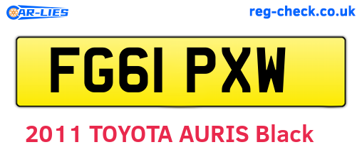 FG61PXW are the vehicle registration plates.