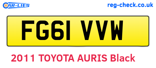 FG61VVW are the vehicle registration plates.