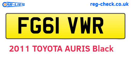 FG61VWR are the vehicle registration plates.