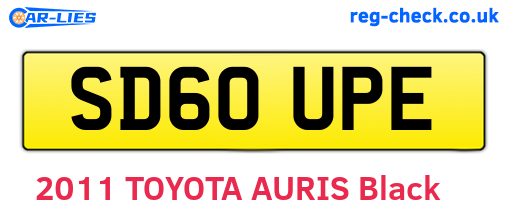 SD60UPE are the vehicle registration plates.