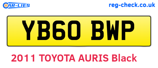 YB60BWP are the vehicle registration plates.