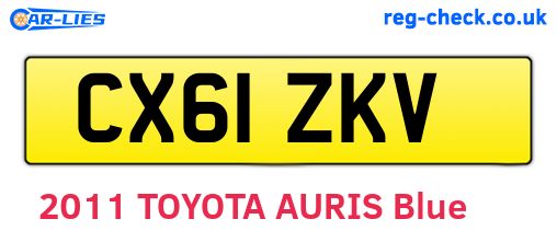 CX61ZKV are the vehicle registration plates.