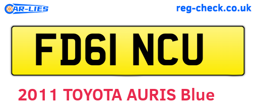 FD61NCU are the vehicle registration plates.