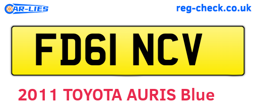 FD61NCV are the vehicle registration plates.