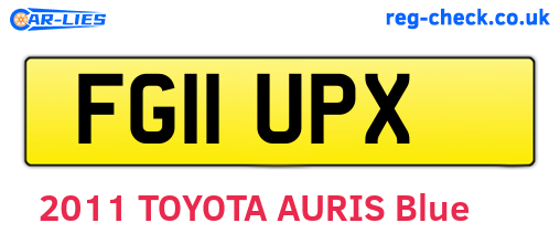 FG11UPX are the vehicle registration plates.