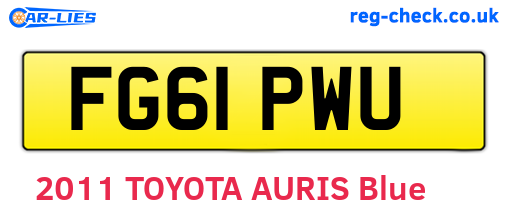 FG61PWU are the vehicle registration plates.