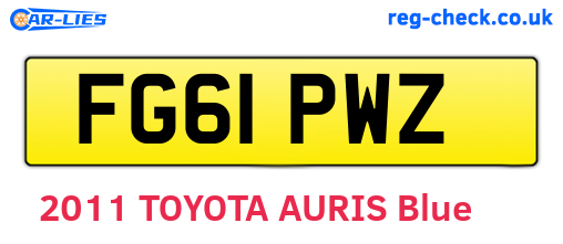 FG61PWZ are the vehicle registration plates.