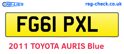 FG61PXL are the vehicle registration plates.