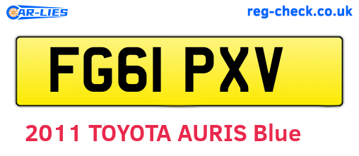 FG61PXV are the vehicle registration plates.