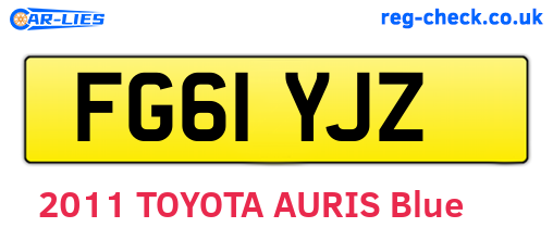 FG61YJZ are the vehicle registration plates.