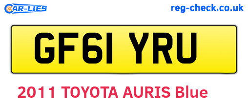 GF61YRU are the vehicle registration plates.