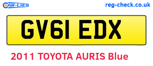 GV61EDX are the vehicle registration plates.