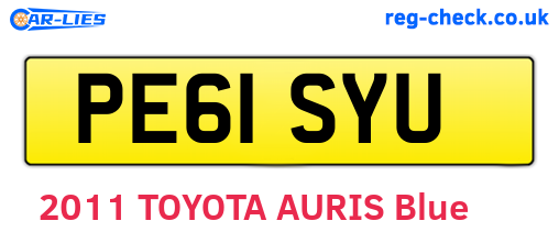 PE61SYU are the vehicle registration plates.