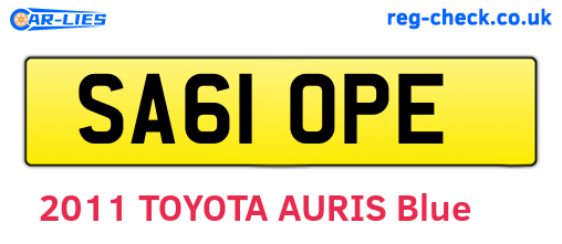 SA61OPE are the vehicle registration plates.
