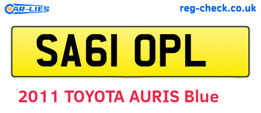 SA61OPL are the vehicle registration plates.