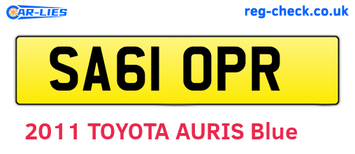 SA61OPR are the vehicle registration plates.