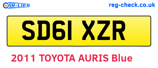 SD61XZR are the vehicle registration plates.